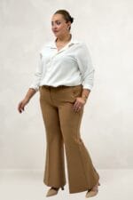 Büyük Beden İspanyol Paça Pantolon - Taba - 29031 - Görsel 2