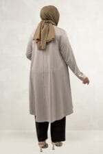 Büyük Beden Modal Mevlana Tunik - Bej - 68090 - Görsel 4