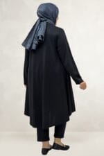 Büyük Beden Modal Mevlana Tunik - Siyah - 68090 - Görsel 4