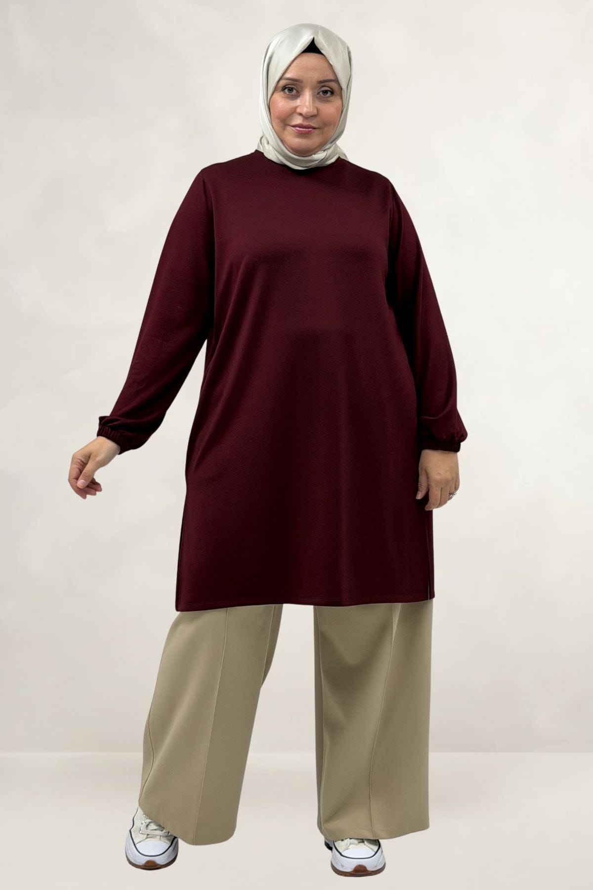 68080 Büyük Beden Basic Modal Tunik - Bordo 68080 Büyük Beden Basic Modal Tunik - Bordo