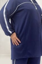 Büyük Beden Kıstırma Biyeli Modal Pantolonlu Takım - Lacivert - 67073 - Görsel 2