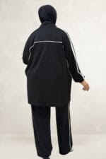 Büyük Beden Kıstırma Biyeli Modal Pantolonlu Takım - Siyah - 67073 - Görsel 4