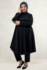 Büyük Beden Modal Mevlana Tunik - Siyah - 68090 - Görsel 3