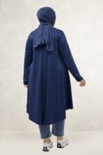 Büyük Beden Modal Mevlana Tunik - Lacivert - 68090 - Görsel 4