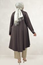 Büyük Beden Modal Mevlana Tunik - Kahve - 68090 - Görsel 4
