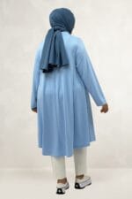 Büyük Beden Modal Mevlana Tunik - Bebe Mavi - 68090 - Görsel 5