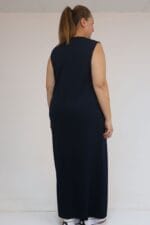 Büyük Beden Modal Kolsuz Elbise - Lacivert - 42050 - Görsel 4