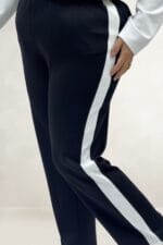 Büyük Beden Yanları Şeritli Modal Pantolon - Siyah - 69025 - Görsel 2