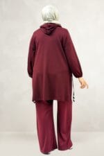Büyük Beden Şerit Detaylı Modal Tunik - Bordo - 68098 - Görsel 6