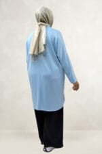 Büyük Beden Basic Modal Tunik - Bebe Mavi - 68091 - Görsel 4