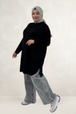 Büyük Beden Basic Modal Tunik - Siyah - 68091 - Görsel 3