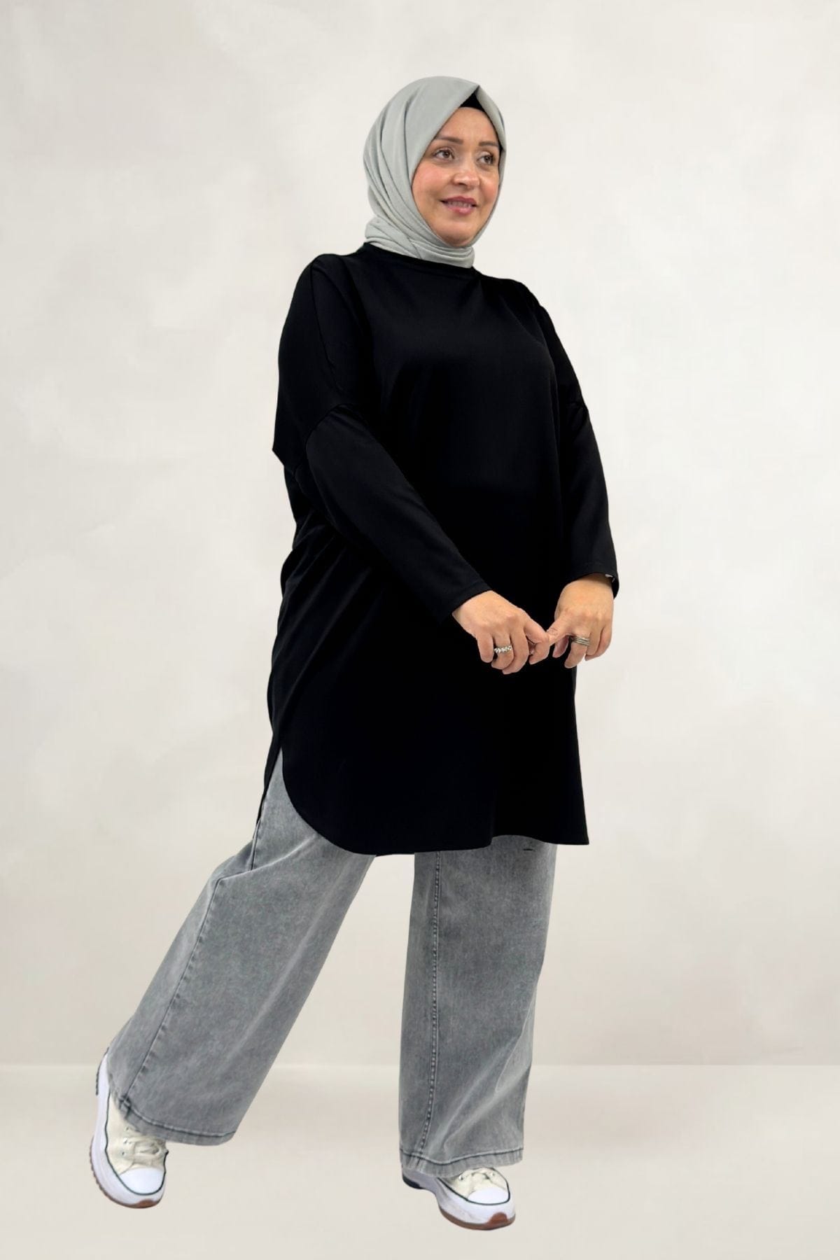 68091 Büyük Beden Basic Modal Tunik - Siyah 68091 Büyük Beden Basic Modal Tunik - Siyah