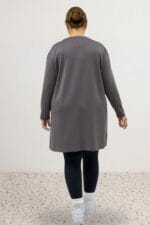 Büyük Beden Yanları Yırtmaçlı Modal Tunik - Antrasit - 68103 - Görsel 4