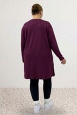 Büyük Beden Yanları Yırtmaçlı Modal Tunik - Mürdüm - 68103 - Görsel 4