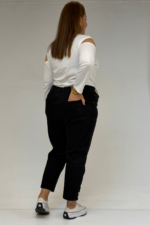 Büyük Beden Paçası Taş Detaylı Boyfriend Kot Pantolon - Siyah - 59045 - Görsel 4