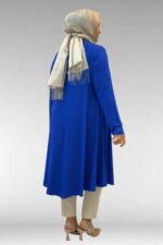 Büyük Beden Penye Mevlana Tunik - Saks - 28016 - Görsel 6