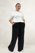 Büyük Beden Beli Lastikli Modal Pantolon - Siyah - 69024 - Görsel 5