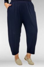 Büyük Beden Düşük Kol Penye Pantolonlu Takım - Lacivert - 67037 - Görsel 6