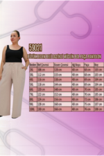 Büyük Beden Beli Lastikli Müslim Bol Paça Pantolon - Haki - 59021 - Görsel 6