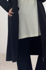 Büyük Beden Fermuarlı Üç İplik Kap - Siyah - 33096 - Görsel 3