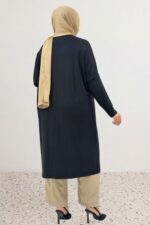 Büyük Beden Düşük Kol Penye Tunik - Siyah - 28092 - Görsel 5
