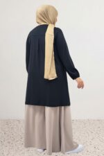 Büyük Beden Basic Penye Tunik - Siyah - 38014 - Görsel 5