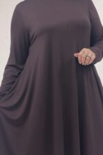 Büyük Beden Mevlana Penye Tunik - Kahve - 28016 - Görsel 2