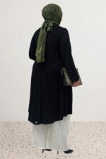 Büyük Beden Mevlana Penye Tunik - Siyah - 28016 - Görsel 9