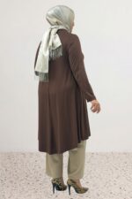 Büyük Beden Mevlana Penye Tunik - Kahve - 28016 - Görsel 10