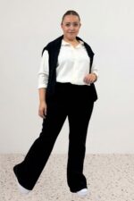 Büyük Beden İspanyol Paça Kot Pantolon - Siyah - 9137-20 - Görsel 5